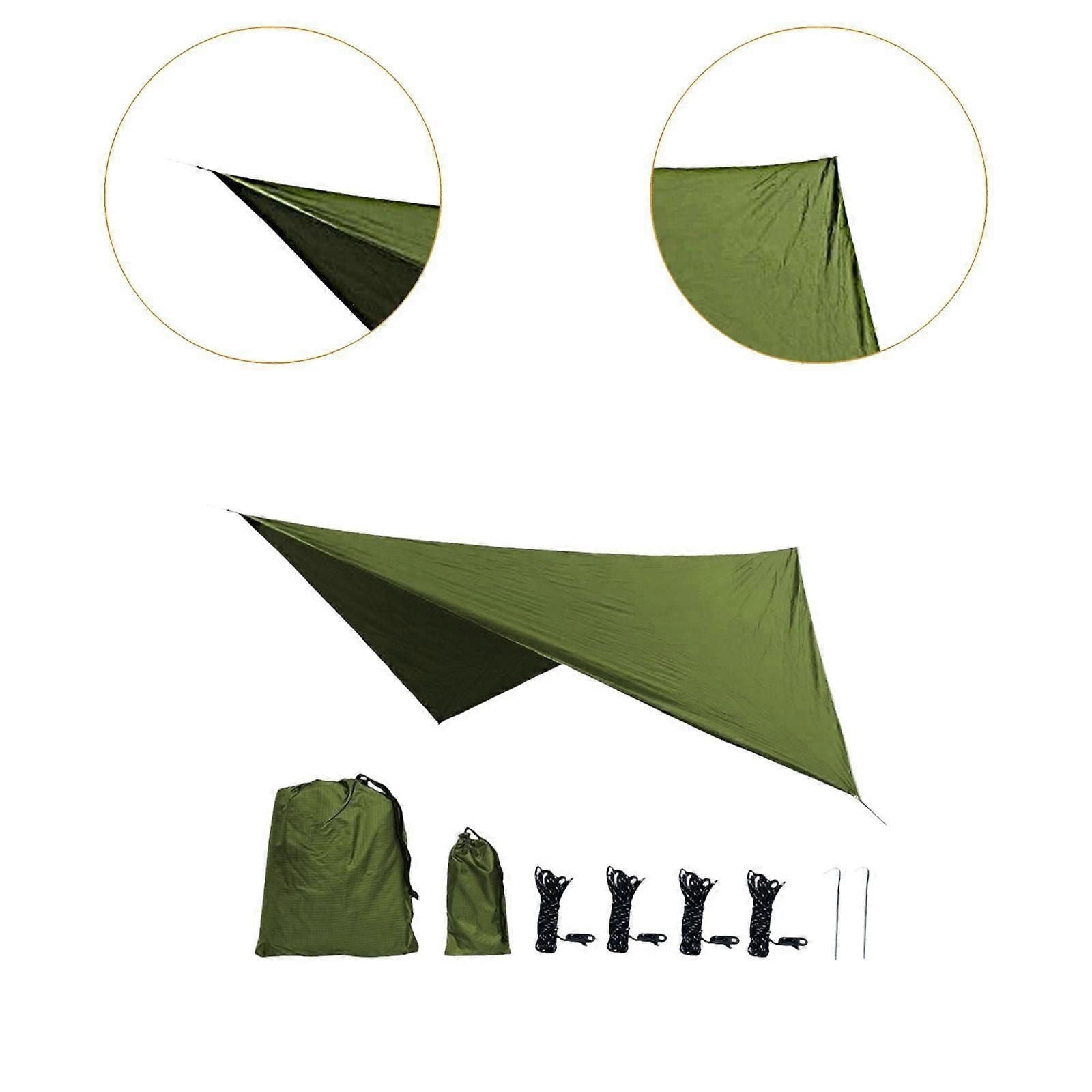 Camping Tarp Tent Tarp Awning Accessories Lightweight Hammock Canopy Rain Awning - Army green