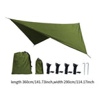 Camping Tarp Tent Tarp Awning Accessories Lightweight Hammock Canopy Rain Awning - Army green