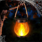 Outdoor Lanterns Flickering Flame Garden Lights with Dual Charging USB & Solar Outdoor Waterproof Hanging Lantern