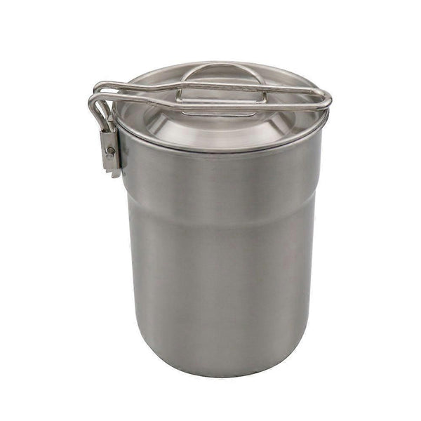 Camping Cup Stainless Steel Coffee Mug Portable Cooking Pot 1L with Lid Folding Handle for Camping Picnic Hiking Backpacking