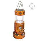 2-in-1 Solar Camping Lantern with LED Light and Adjustable Fan, USB Charging Station Silver