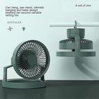 Camping Fan With Led Light,8000mah Outdoor Tent Fan With Light&hook,180 Rotating Fan for Camping