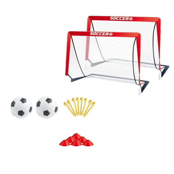 Soccer Goals for Backyard Set - Red Goal Frame with Black Net