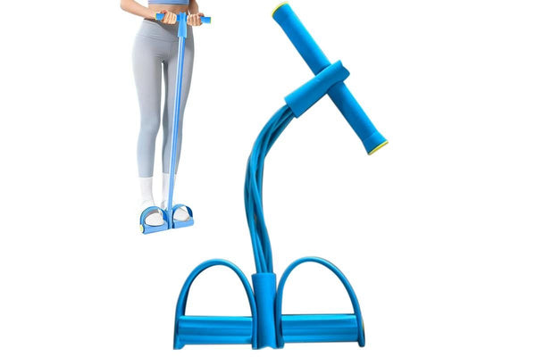 6 Tube Resistance Band Ankle Puller Foot Pedal Fitness Exercise Rope - Blue