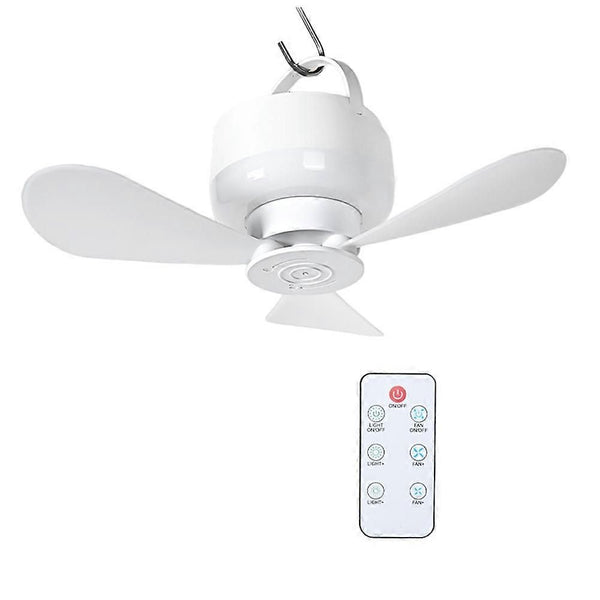 2-in-1 Camping Fan with LED Light Portable Rechargeable Battery Powered Fan with Remote for Tent, Travel, BBQ - White