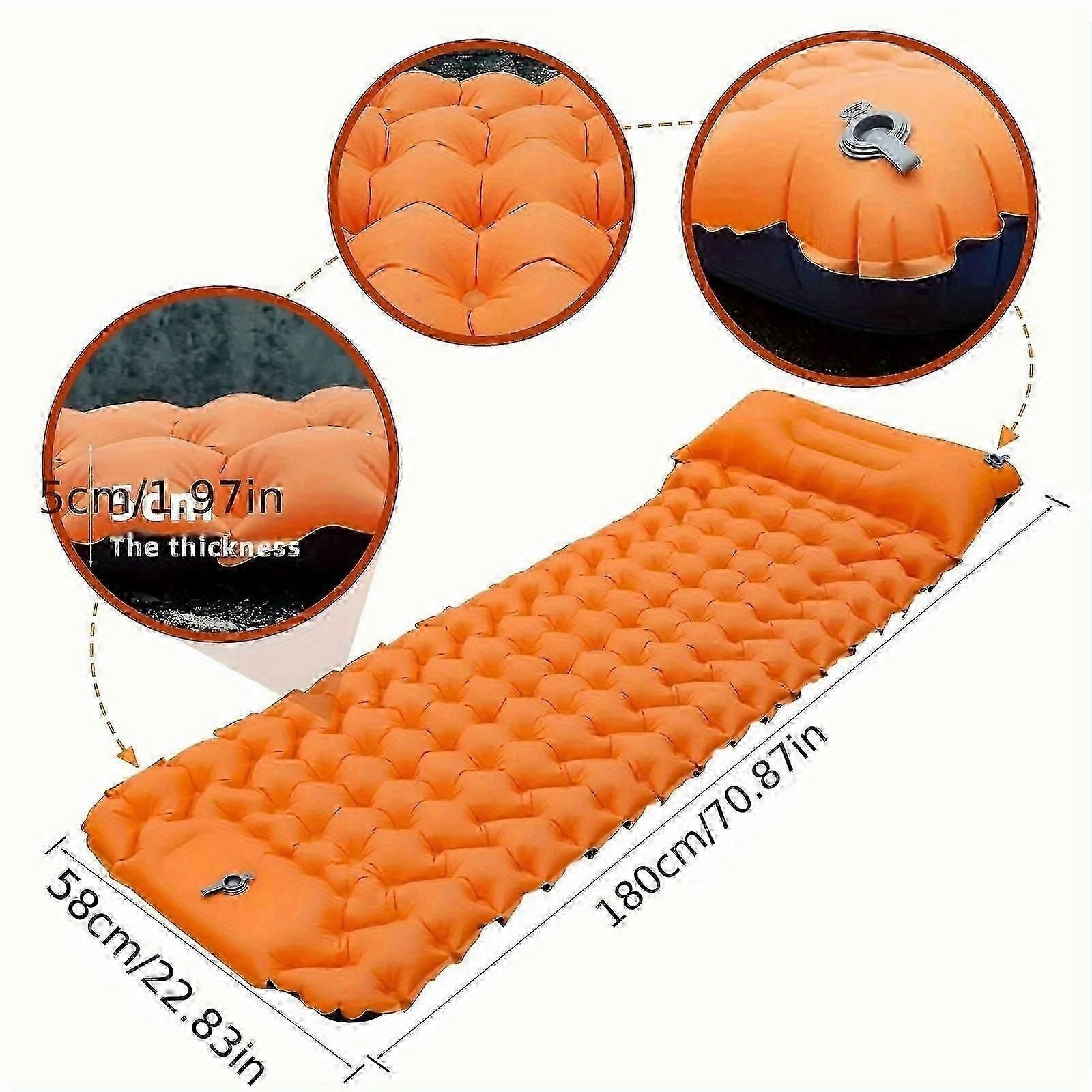 Portable Sleeping Pad, Camping Inflatable Mattress With Pillows, Folding Ultralight Air Cushion For Outdoor Hiking Trekking well - Green