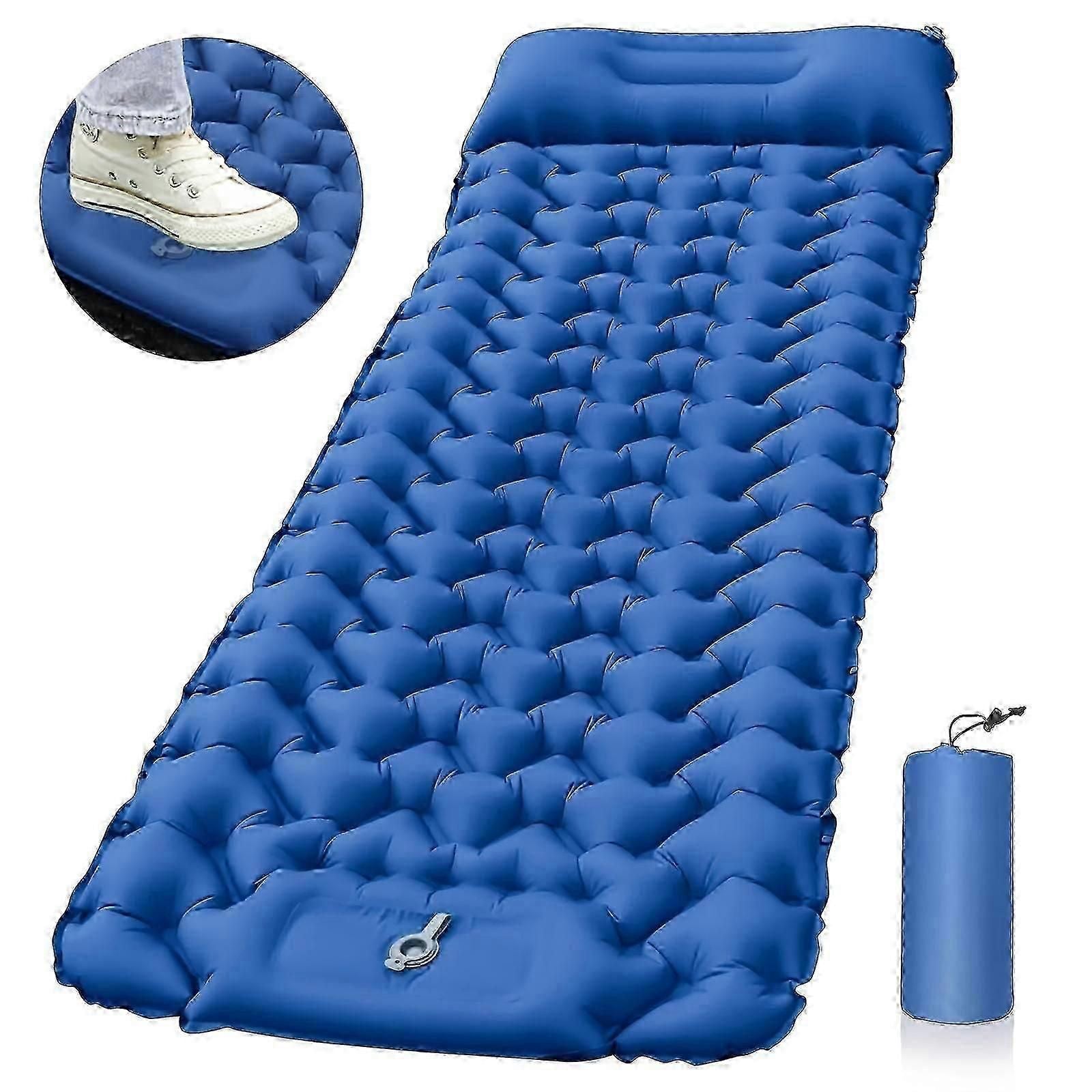 Portable Sleeping Pad, Camping Inflatable Mattress With Pillows, Folding Ultralight Air Cushion For Outdoor Hiking Trekking well - Orange