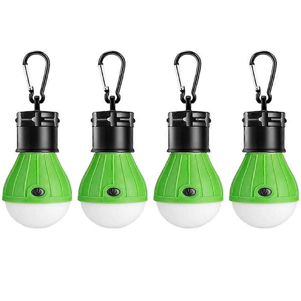 LED Camping Lantern, Super Bright Outdoor Waterproof Light with Hook, Ideal for Hiking, Fishing, Parties, 4-Pack Green