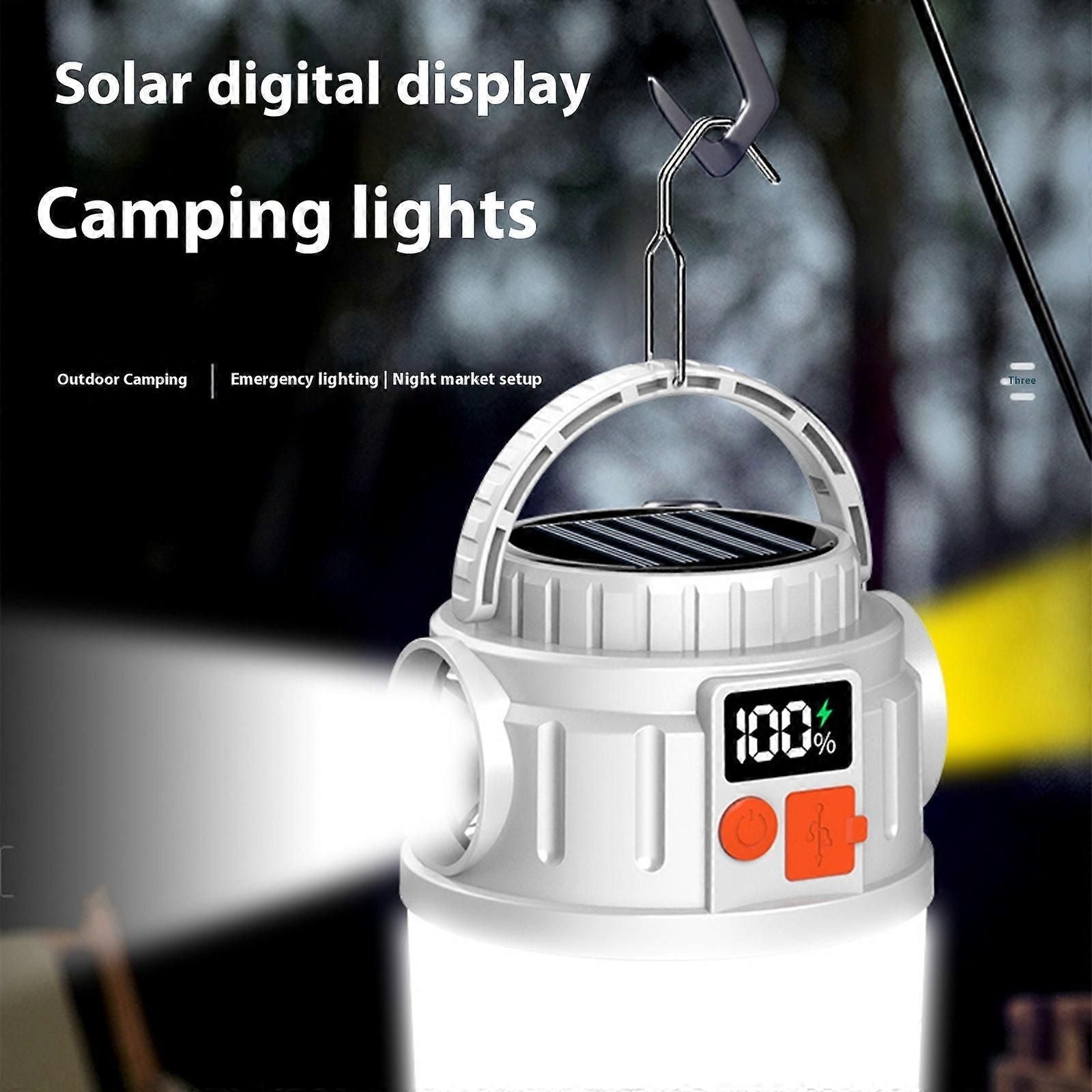 Multiple Function LED Camp Lamp Equipped With Solar Device 7 Brightness Grades And Crisis Lighting Multicolor