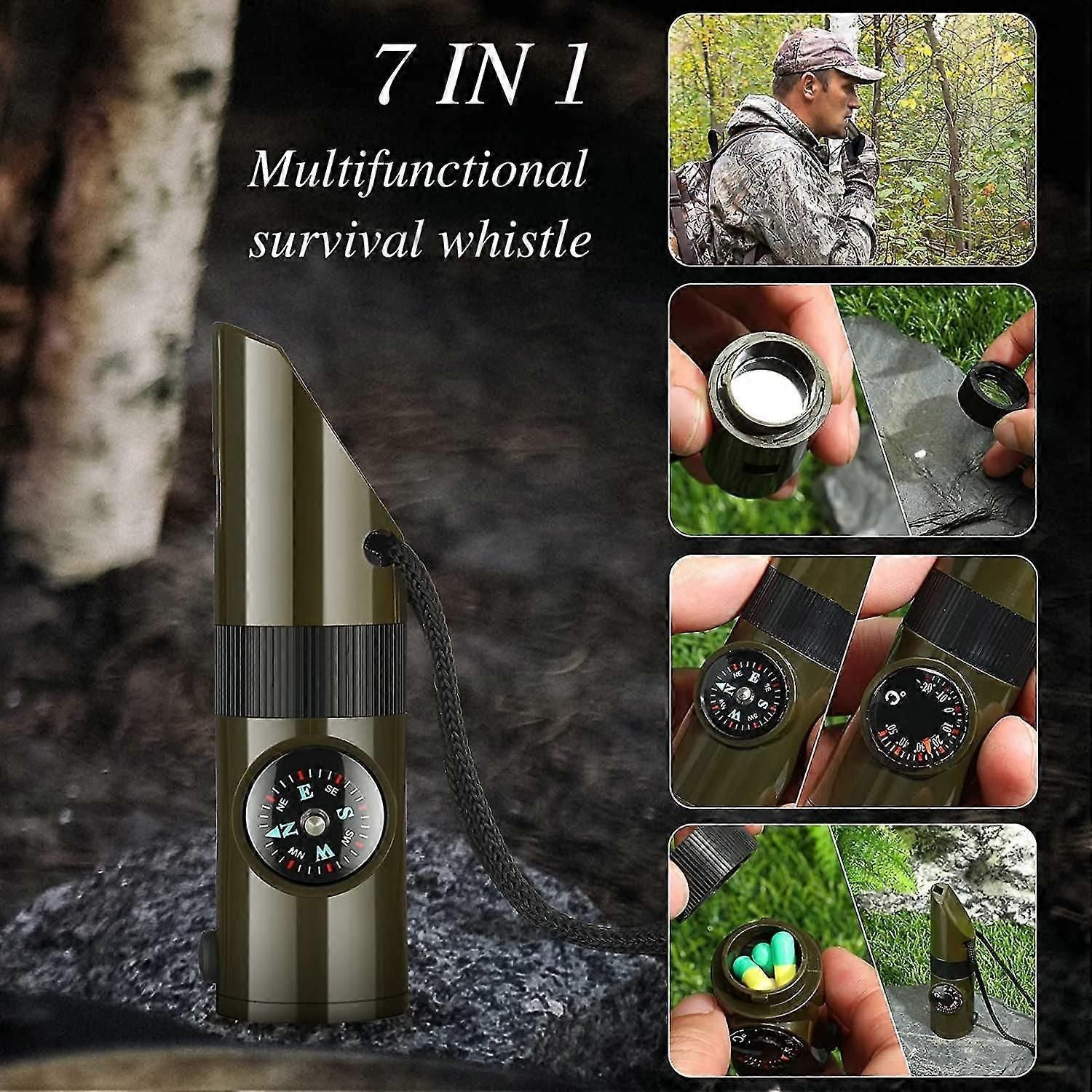 Camping Survival Kit with Lanyard Emergency Compass Safety Whistle Emergency Whistle Kid Survival Kit Outdoor Multi Function Tool for Camping Hiking