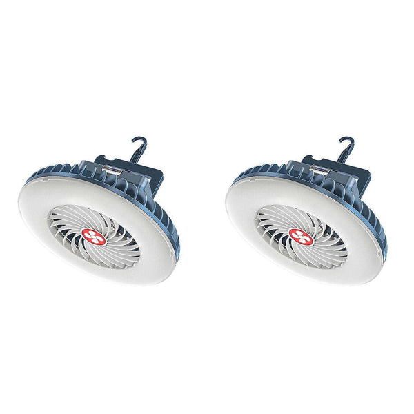 2X Portable Camping Fan with LED USB Rechargeable Battery Operated Fan for Tent Car Emergency