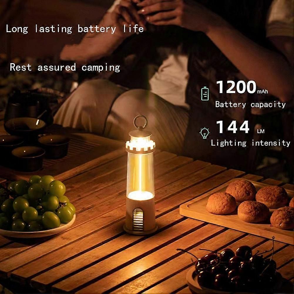 Three Layer Lighting Lighthouse Camping Maglev Camping Atmosphere Breathing Light Home Portable Sleep Light Black