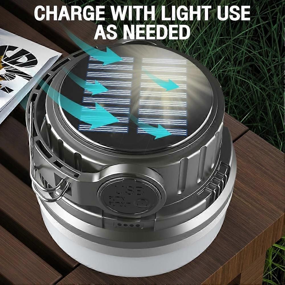 Portable Camping Light Waterproof USB Solar Charging 1500mah 3-Speed Adjustable Gray