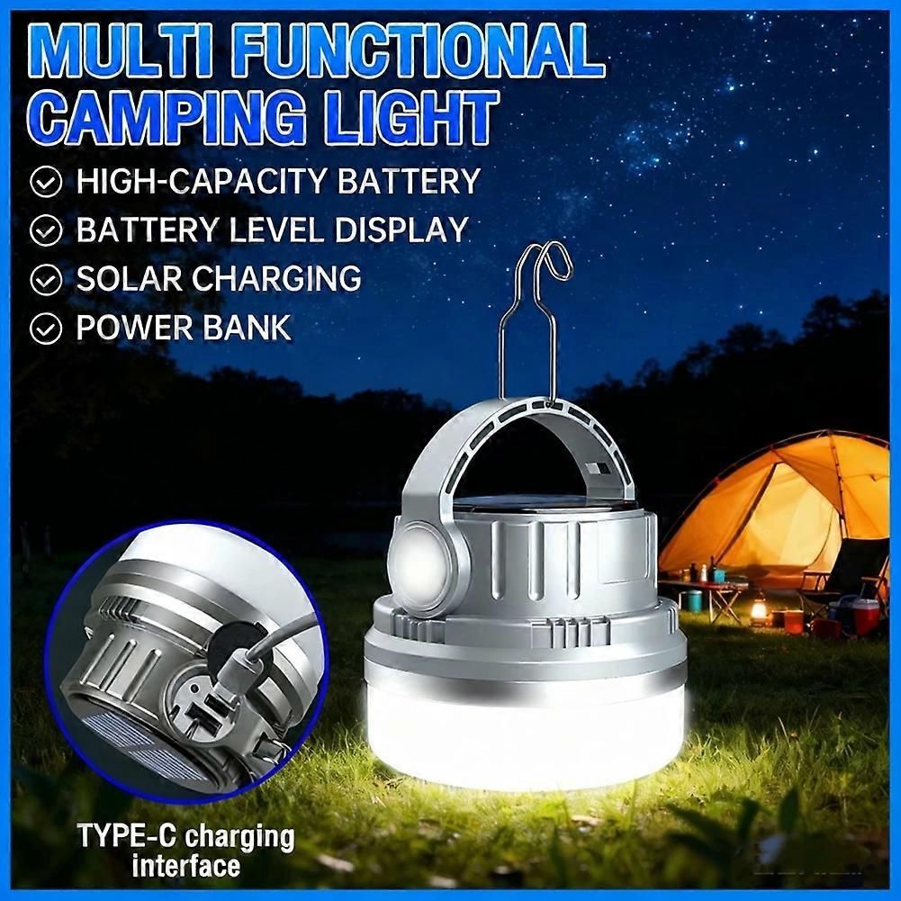 Portable Camping Light Waterproof USB Solar Charging 1500mah 3-Speed Adjustable Green