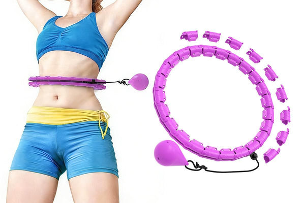 32 Section Weighted Hula Hoop with Massage Rollers - Purple