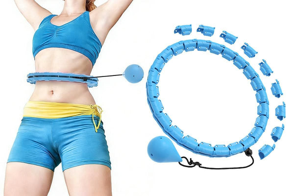32 Section Weighted Hula Hoop with Massage Rollers - Blue