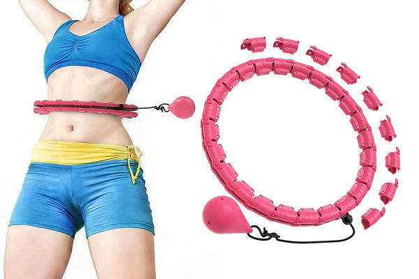 32 Section Weighted Hula Hoop with Massage Rollers - Pink