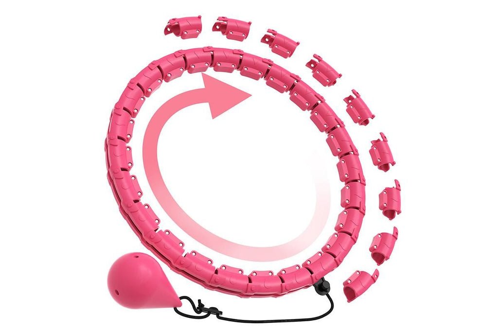 32 Section Weighted Hula Hoop with Massage Rollers - Pink