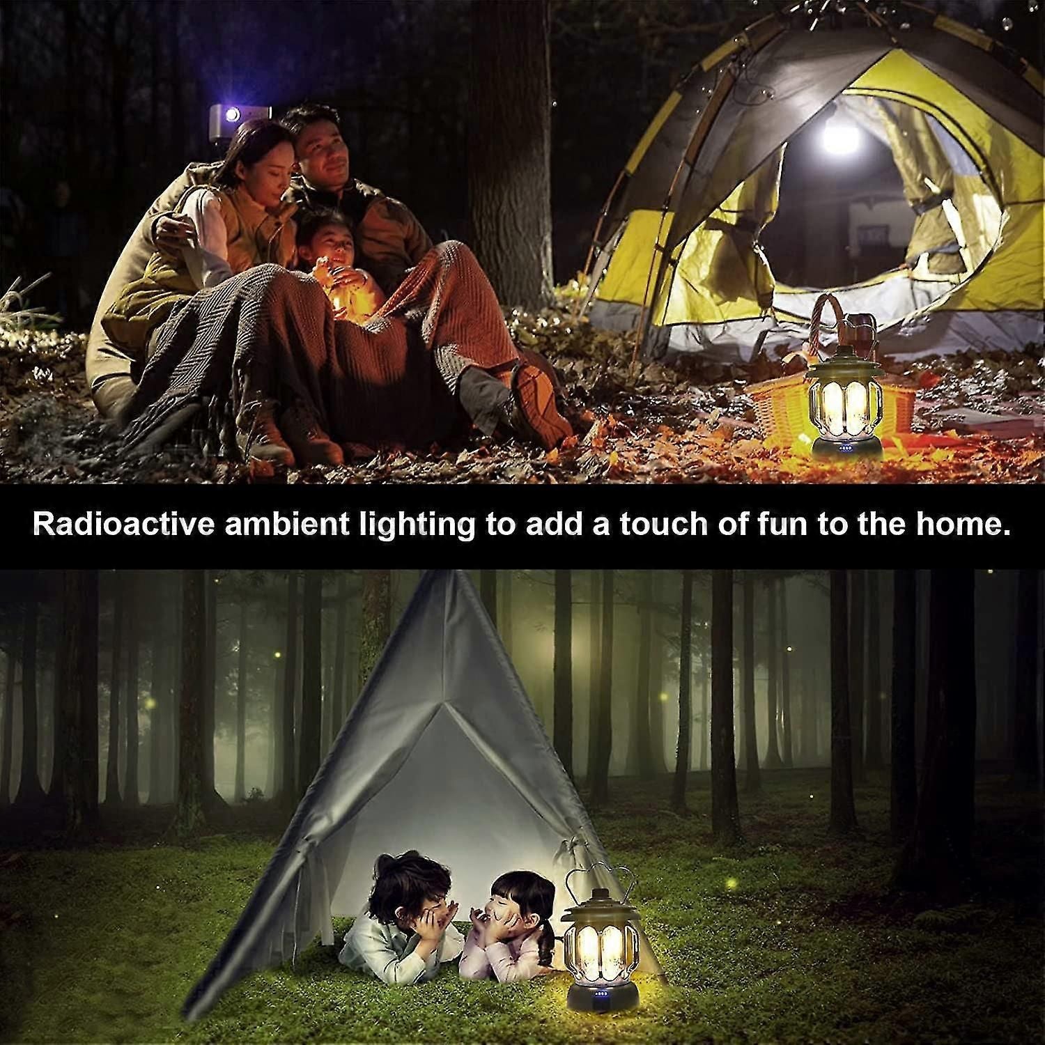 Led Camping Lantern,rechargeable Retro Dimmable Camping Light Waterproof Tent Light For Power Outages Hiking Emergency Fishing - White
