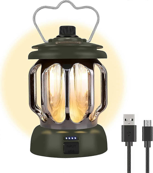 Led Camping Lantern,rechargeable Retro Dimmable Camping Light Waterproof Tent Light For Power Outages Hiking Emergency Fishing - Black
