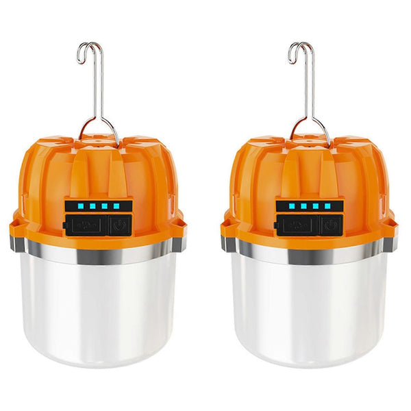 2pcs USB Rechargeable LED Camping Lights Outdoor Camping BBQ Tents Hanging Lantern Emergency Power Bank