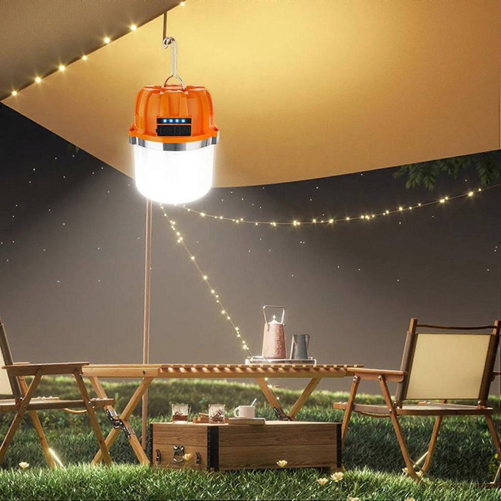 2pcs USB Rechargeable LED Camping Lights Outdoor Camping BBQ Tents Hanging Lantern Emergency Power Bank