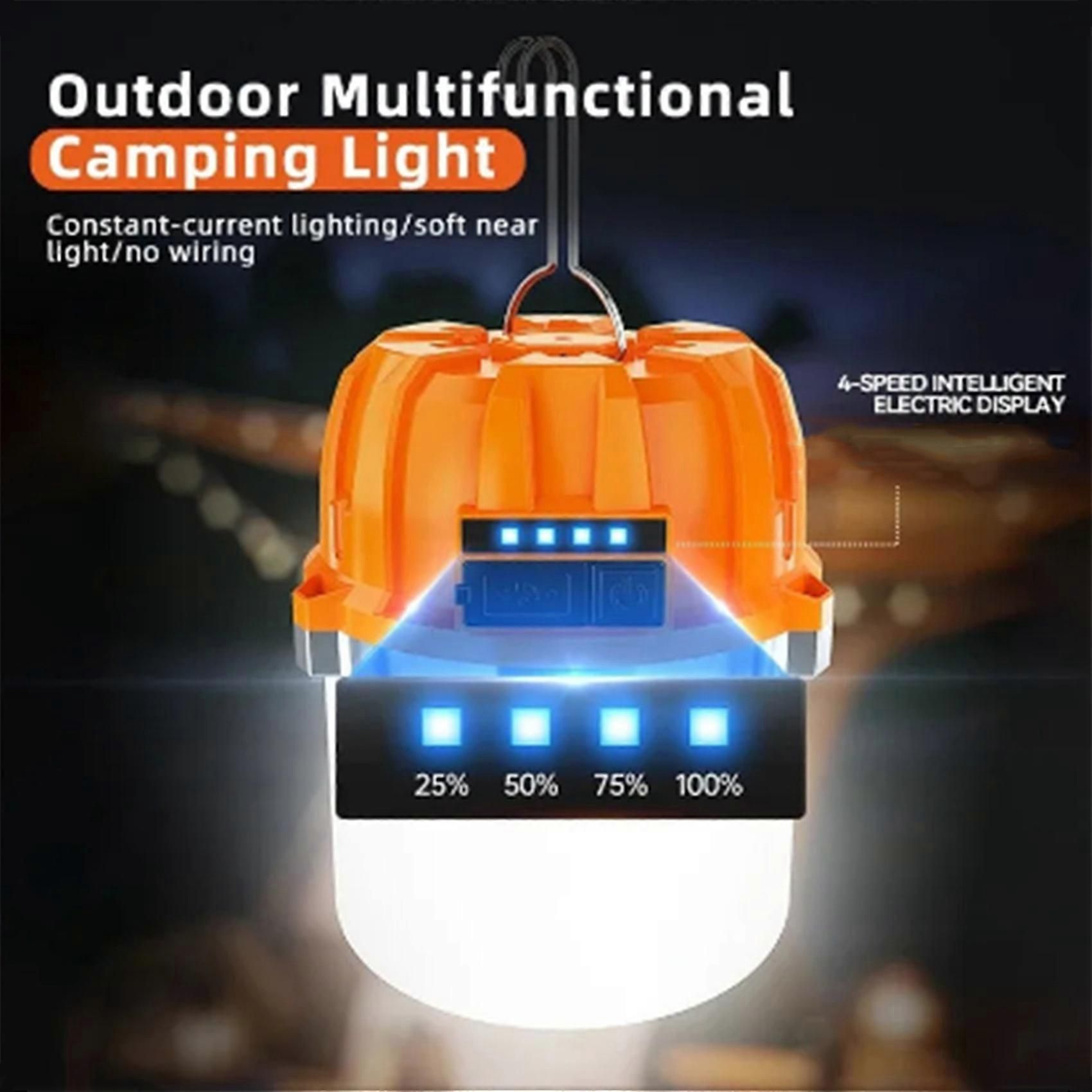 2pcs USB Rechargeable LED Camping Lights Outdoor Camping BBQ Tents Hanging Lantern Emergency Power Bank