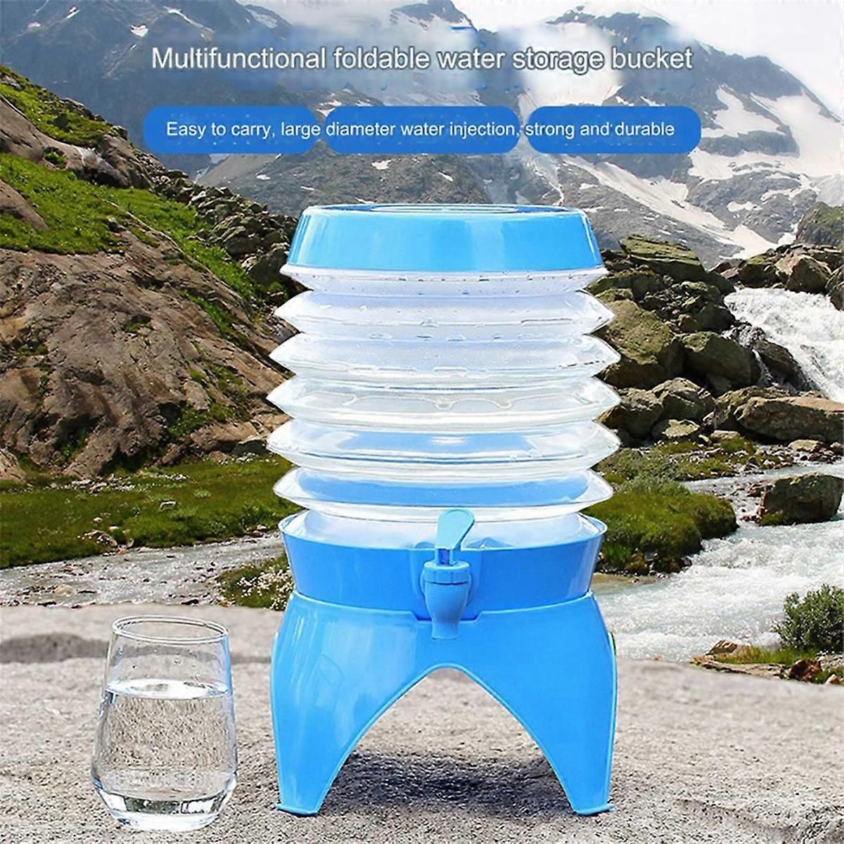 Outdoor Foldable Water Container Camping Folding Water Bucket 3.5L