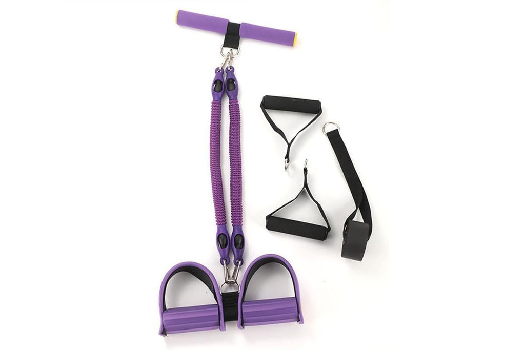 1 Set 4-in-1 Resistance Band Pedal Puller for Sit-Up Home Gym Yoga Pilates - 2 Tubes