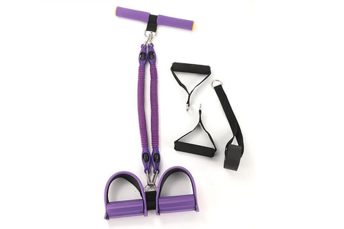 1 Set 4-in-1 Resistance Band Pedal Puller for Sit-Up Home Gym Yoga Pilates - 2 Tubes