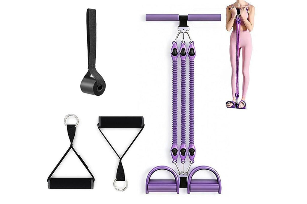1 Set 4-in-1 Resistance Band Pedal Puller for Sit-Up Home Gym Yoga Pilates - 2 Tubes