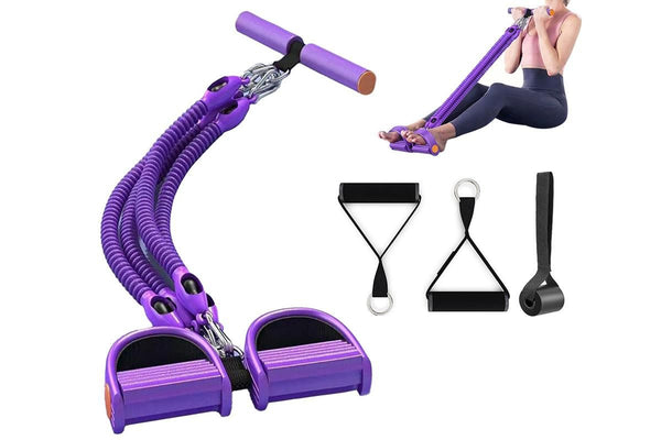 1 Set 4-in-1 Resistance Band Pedal Puller for Sit-Up Home Gym Yoga Pilates - 4 Tubes