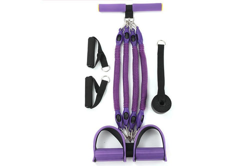 1 Set 4-in-1 Resistance Band Pedal Puller for Sit-Up Home Gym Yoga Pilates - 4 Tubes