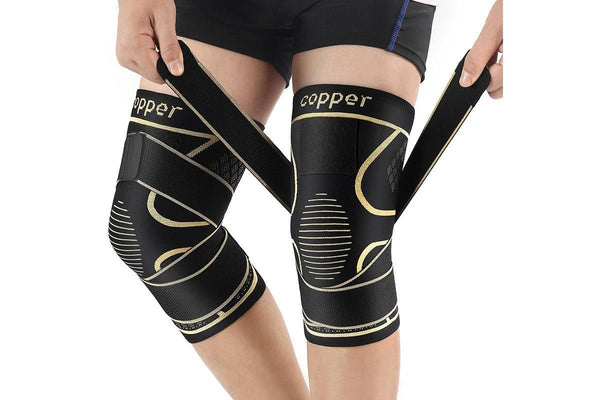 2-Pack Copper Knee Braces with Straps – XXL