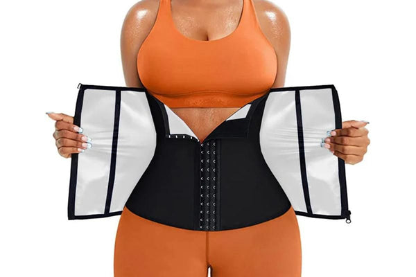 Women's Workout Waist Trainer - 3-Row Hook & Zip Slimming Belt for Yoga & Fitness - Silver & S