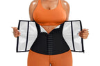 Women's Workout Waist Trainer - 3-Row Hook & Zip Slimming Belt for Yoga & Fitness - Blue & L