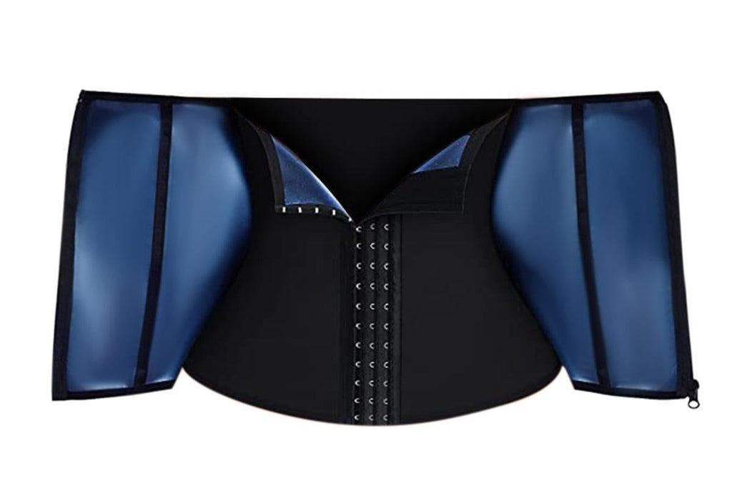 Women's Workout Waist Trainer - 3-Row Hook & Zip Slimming Belt for Yoga & Fitness - Blue & XL