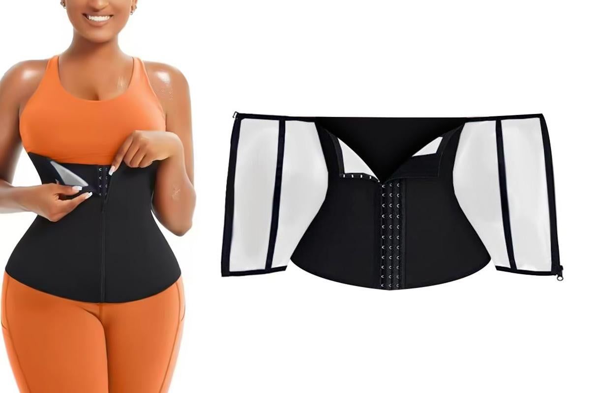 Women's Workout Waist Trainer - 3-Row Hook & Zip Slimming Belt for Yoga & Fitness - Silver & XL