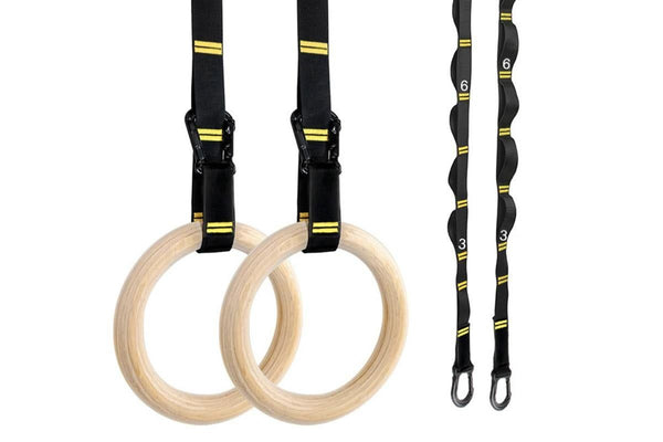 Wooden Gymnastic Rings Set Adjustable Fitness Rings for Home Workouts