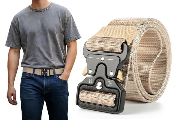 Nylon Tactical Belt Quick-Release for Outdoor Work Daily - Khaki