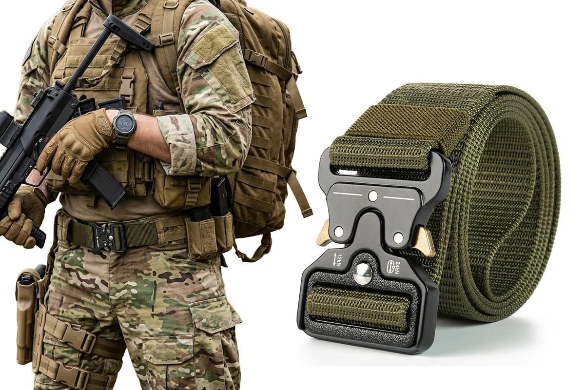 Nylon Tactical Belt Quick-Release for Outdoor Work Daily - Army Green