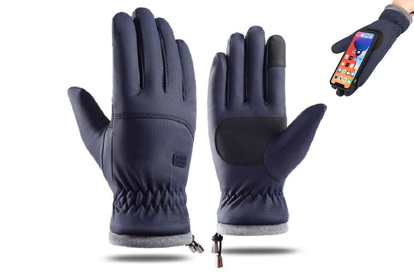 Winter Water Repellent Ski Snow Warm Gloves with Touchscreen Fingers - Blue