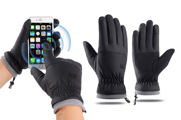 Winter Water Repellent Ski Snow Warm Gloves with Touchscreen Fingers - Black