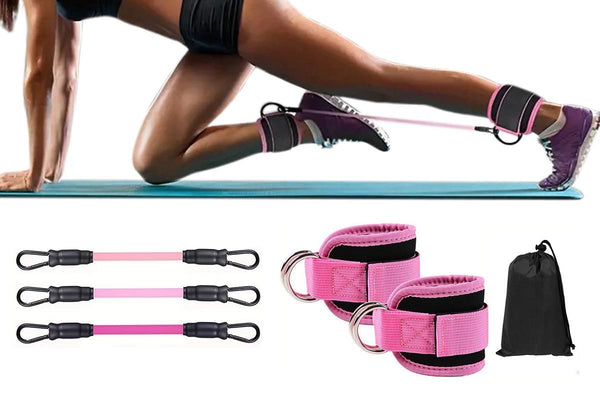 6Pcs Ankle Resistance Bands Ankle Bands for Working Out with Cuffs Resistance Bands -Pink