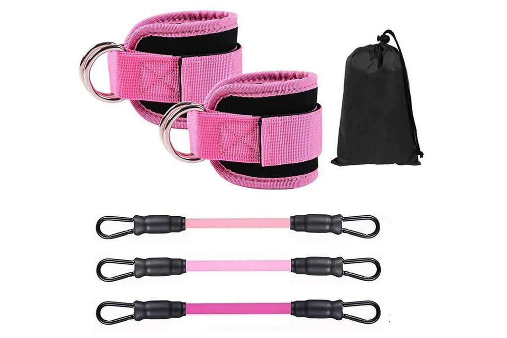 6Pcs Ankle Resistance Bands Ankle Bands for Working Out with Cuffs Resistance Bands -Pink