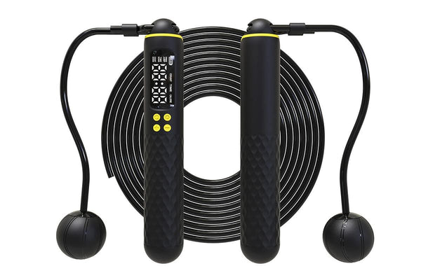 Smart Digital Jump Rope for Accurately Counts Jumps Sets Goals and Monitors Progress -Black