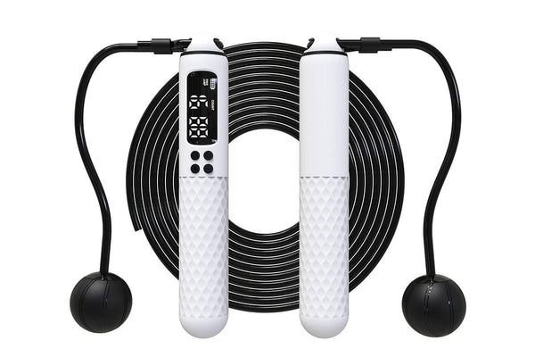 Smart Digital Jump Rope for Accurately Counts Jumps Sets Goals and Monitors Progress -White