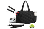 Womens Tennis Gym Bag Sports Tote Fits Two Rackets with Shoe Compartment - Black