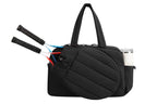 Womens Tennis Gym Bag Sports Tote Fits Two Rackets with Shoe Compartment - Black