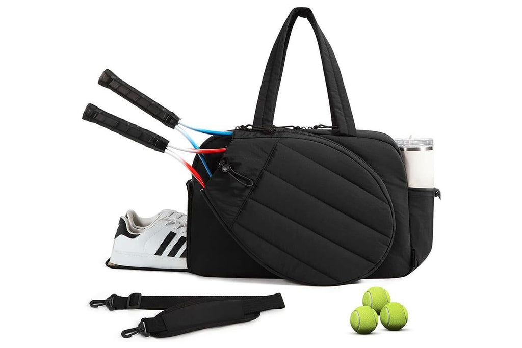 Womens Tennis Gym Bag Sports Tote Fits Two Rackets with Shoe Compartment - Camel
